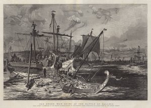 Vieux navires de guerre grecs à la bataille de Salamine
